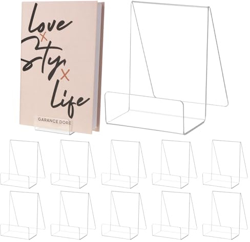 QWORK® 12 Pack Acrylic Book Stand, Transparent Display Stand, Book Stand, for Books, Albums, Artworks