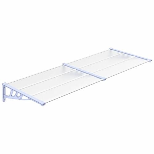 Myheimly Türvordach Überdachung Haustür Pultvordach Türdach Haustürvordach Haustürdach Vordach Regenschutz Polycarbonat Türvordach Grau und Transparent,239 x 90 cm