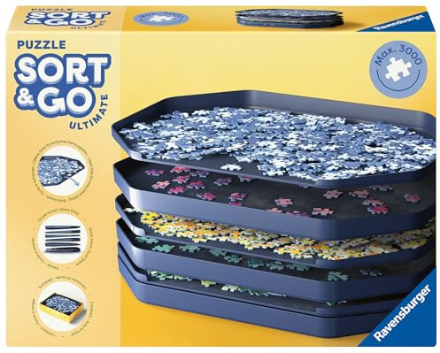 Ravensburger - Trieur de pièces de Puzzle - pour Puzzles de 1000 à 3000 pièces - Empilable - 6 bacs de tri en Plastique - 2001676