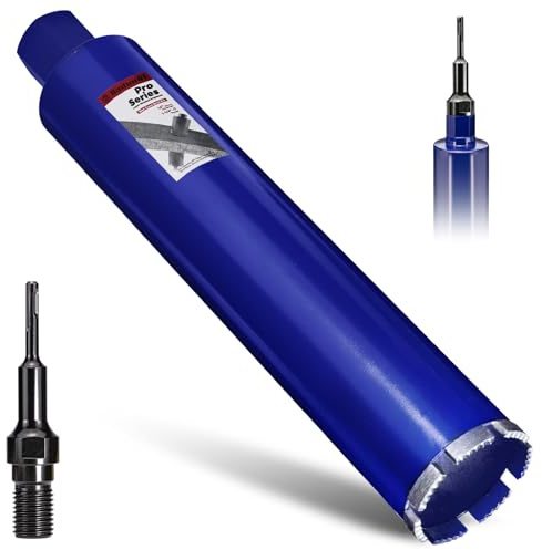 DaduoRi 7,6 cm Pro Betonkernbohrer mit SDS-Plus-Adapter (1-1/4-Zoll-7-Gewinde), 35,6 cm Schnitttiefe und verbesserte geschweißte Zähne, Kernbohrer für Beton mit Bewehrung, Ziegel, Mauerwerk, Stuck