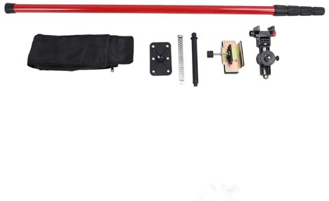 Level Pole Telescopic Leveler Mounting Rod with Universal Stabilizer Extendable Adjustable Alloy Steel 4m Length for Contractors Engineers Surveyors