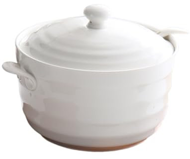 XYUERU Suppenterrine mit Deckel, Suppenschüssel aus Keramik Servier runde Terrine kreative Servierschüssel Doppelte Griffe Suppentopf Hitzebeständig Für Mikrowelle Ofen Restaurant Zuhause(1800ml)