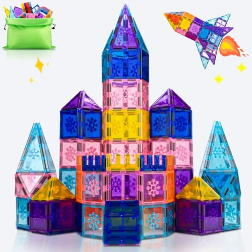 Xekel Costruzioni Magnetiche per Bambini 40 Pezzi, Magneti Bambini con Potenti Magneti, Magnetic Tiles Educative, Costruzioni per Bambini 3+ Anni, Regalo Creativo