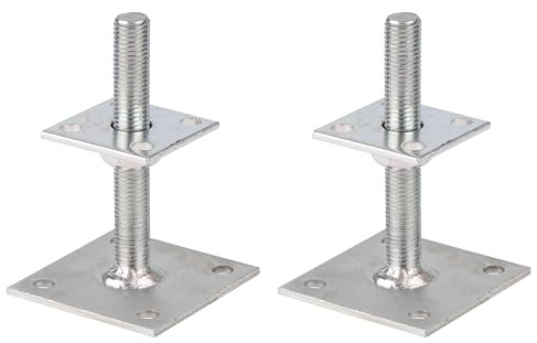 Alberts 2er Set Pfostenträger | zum Aufschrauben | galvanisch verzinkt, dickschichtpassiviert | höhenverstellbar 30-150 mm | 70 x 70 mm