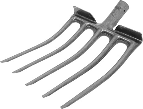 GARIOUANS Forca da Giardino in Acciaio Argento 5 Denti, Forcone per Vangare Terreno, Efficienza Potenziata e Facile Installazione per Attività Agricole e Coltivazione