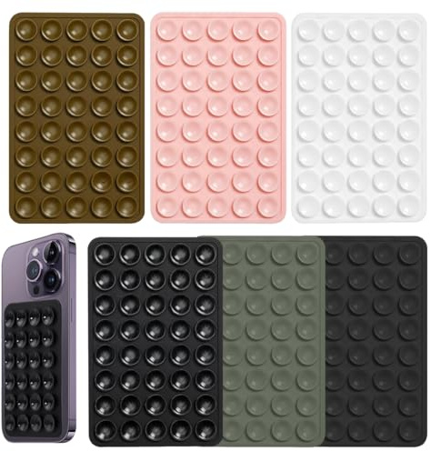 VRYNDH Ventosa per telefono, ventose in silicone, confezione da 6pezzi Adatta a tutti i modelli, ventosa per telefono doppia faccia,antiscivolo, selfie e video, mani libere