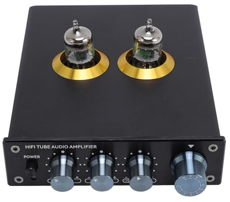 Pongnas Vacuum Tube Preamplifier Tube Phono Preamp Valve Preamplifier HiFi Stereo Phono Preamp with 3 Adjustable EQ Settings for MM Turntable Record Player (GB Plug)