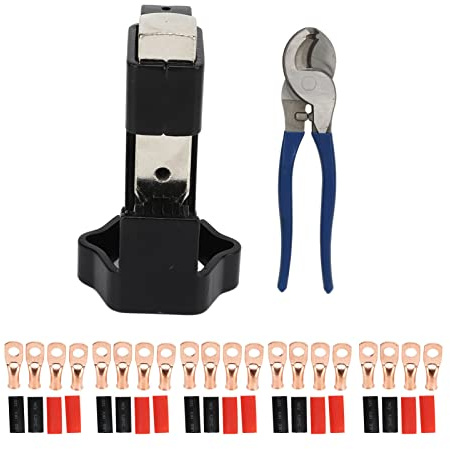 Hammer Lug Crimping Tool Premium Heavy Duty Battery Cable Lug Crimper with Cable Cutter 20pcs Copper Connectors 20pcs Heat Shrink Tube for AWG 8 to 4/0 Terminals Automotive Marine