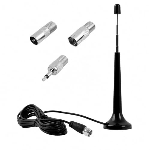FM UKW DAB Radio Antenne Fm Antenne, Dab Antenne Teleskop Zimmerantenne mit Magnetfuß und 3 m Kabel, Antenne fm interieur für Radioempfang im Innenbereich, AV Receiver und Kettenanlagen