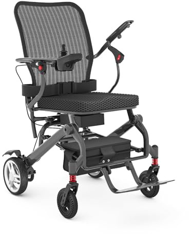 RehabRolls Carbon Elektrorollstuhl Ultraleicht 13.6 kg, 24 km Reichweite, Klappbarer Elektrorollstuhl aus Carbonfaser, bis 120 kg Belastbar, Airline genehmigt, Leicht zu transportieren