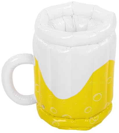 Keenso Inflatable Beer Mug PVC Inflatable Beer Cooler 17.7 X 17.7in Large Capacity Easy Inflation Valve for Beach Pool Party Camping Picnic Beverage Chilling