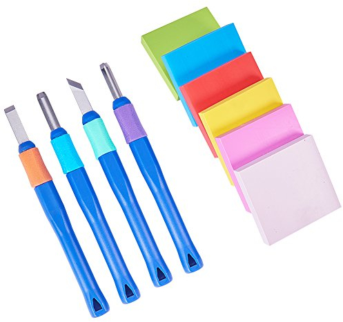 NBEADS 6Pcs Rubber Stamp Carving Block With 4Pcs Carving Chisels, Rubber Stamp Carving Kit For Scrapbooking, Postcards, Invitation Cards, Diy Project; Mixed Color
