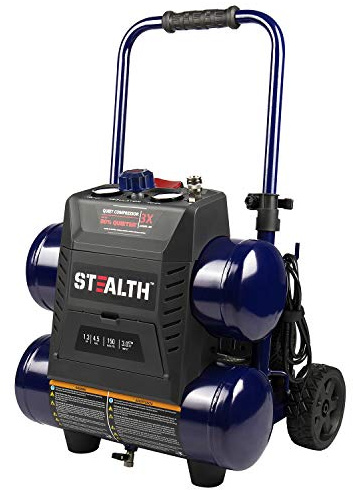 Stealth 4.5 Gallon Ultra Quiet Air Compressor,1.3 HP Oil-Free Peak 150 PSI 65 Decibel Air Compressor,4 CFM @ 40 PSI 3 CFM @ 90 PSI Silent Portable Long Life Electric Air Compressor W/Wheel for Garage