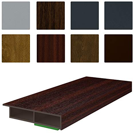NOBILY Fenster/PVC Deckleiste, 50mm Breite x 7mm Höhe, selbstklebend, Hohlkammerleiste mit Überstand für Wandabschluss inkl. Schaumklebeband, jede Leiste 1950mm, Flachleiste, Farbe Mahagoni