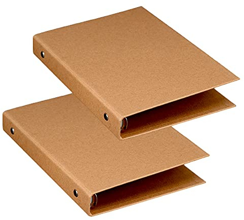 Dzmuero A5 Kraft Folder A5 Ring Binder 6 Rings, 2 Pcs, Brown