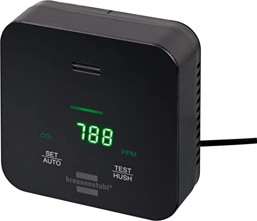 Brennenstuhl medidor de CO2 C2M L 4050 / Detector de dióxido de Carbono para controlar la Calidad del Aire (Detector de CO2 con Pantalla LED y señal de Alarma, Incl. batería Recargable y Cargador)