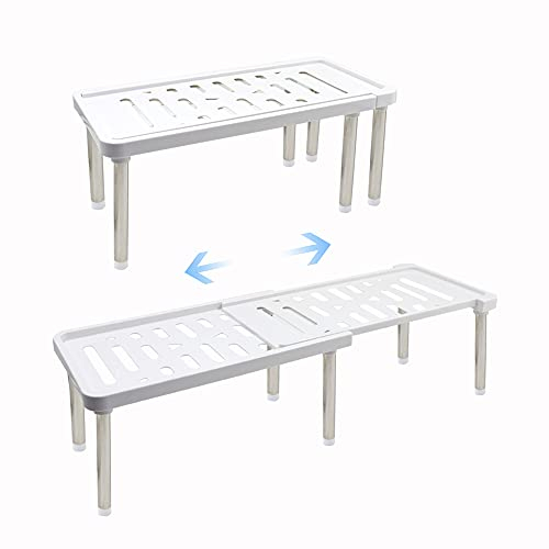 Roucerlin Ausziehbares Regal für Küchenschrank, Gewürzregal freistehend, ausziehbares Aufbewahrungsregal für Badezimmer, Arbeitsplatte, Speisekammer, Weiß