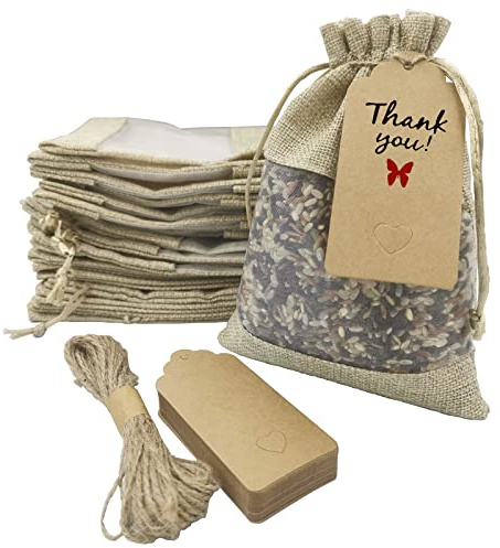 DUGYIRS 30 Pezzi Sacchetti di Tela da Imballaggio Sacchetti Regalo di Sacco con Coulisse 13cmx18cm Piccolo Sacchetti Regalo per Bomboniere Borse per Gioielli Borse Artigianali per Festa Matrimoni
