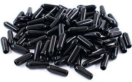 Lot de 100 crochets de protection en caoutchouc souple pour panneau perforé, 15 mm de long (diamètre intérieur 3,5 mm, noir)