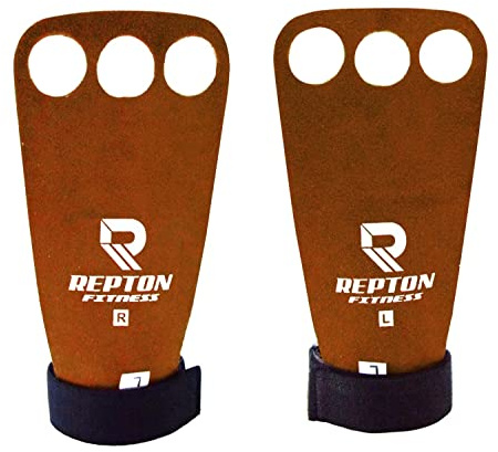 Repton Poignées de gymnastique en cuir | Poignées Cross Fit avec support de poignet | Protection complète de la paume | haltérophilie, tractions, WOD, soulevés de terre, entraînement de gym