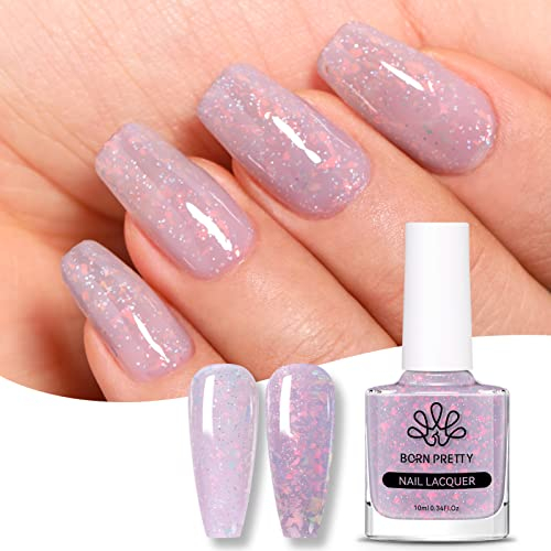 Born Pretty Nagellack Holographic Glitter, Nagellack Rosa Regenbogen Holografisch Shining Glitter Super Shine Nail Art Polish