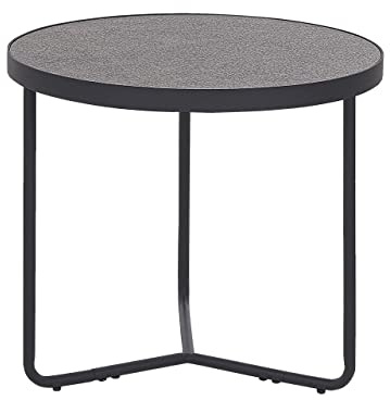 Beliani Runder, Kleiner Couchtisch in Betonoptik grau/schwarz ⌀ 50 cm Melody