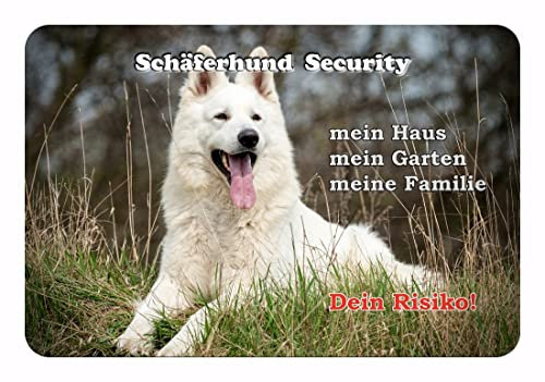 Merchandise for Fans Warnschild - Schild aus Aluminium 30x40cm - Motiv: Schäferhund Security (06)