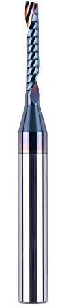 SpeTool Single Flute Aluminium Router Bits, 1/4 Inch Shank Tungsten Carbide Spiral O Flute End Mill, 1/8 Inch Cutting Diameter with TAC Coating