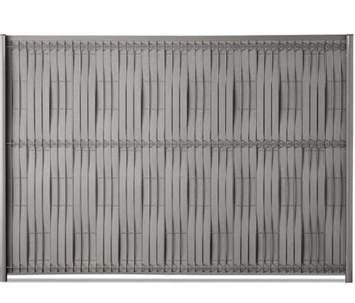 EASY CLOTURE Kit de lamelles occultantes en Bois Composite à tresser H1m93 x L 2m50 Maille 55 Gris Quartz - pour Grillage Rigide - Clôture pour Jardin - Protection vis-à-vis intimité Brise-Vue