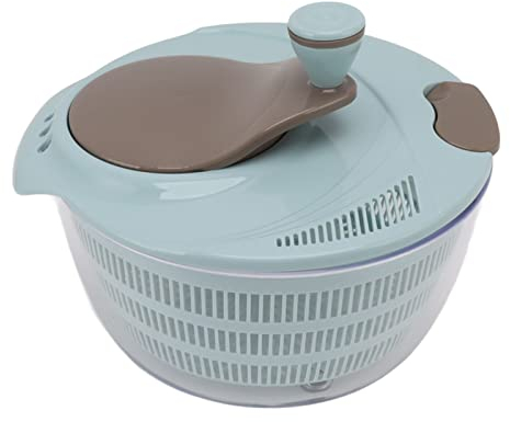 Small Salad Spinner, 4L Vegetable Washer Multipurpose Salad Tosser with Colander Basket and Crank Handle for Home Kitchen Lettuce Fruit Drying, 9.6 X 6.5 (Blue)