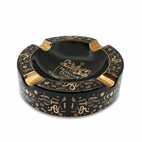 Los Hermanos Diablo Cigar Ashtray Luxury Ceramic 4 Slot Cigar Holder for Indoor and Outdoor Patio Smoking Large Premium Ashtray (Mystique)