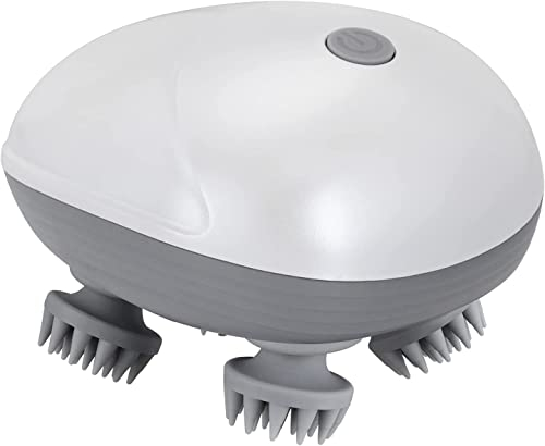 BIBIRE Elektrisches Kopfmassagegerät, Kabelloses Handmassagegerät, Kopfhaut-Massagegerät IPX7 wasserdicht mit 4 Massageköpfen und 3 Massagemodi, für Ganzkörpermassage,HundeköRper,Haarwachstum