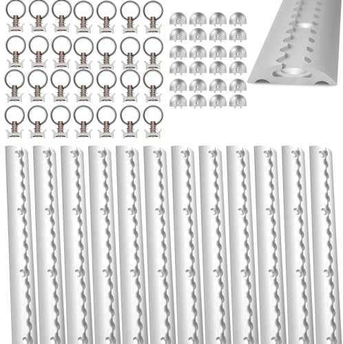 Ansobea Guida aerea in alluminio, 12 x 1 m, binari rotondi, forma semicircolare, set di binari con 30 binari di raccordo per airline, 24 binari per airline, per camper e camion, colore argento