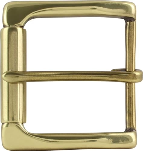 BELTINGER Fibbia per cintura con rullo in ottone massiccio 4,0 cm | fibbia intercambiabile per cintura 40mm in acciaio inox | fibbia a perno | cintura intercambiabile fino a 4cm | ottone