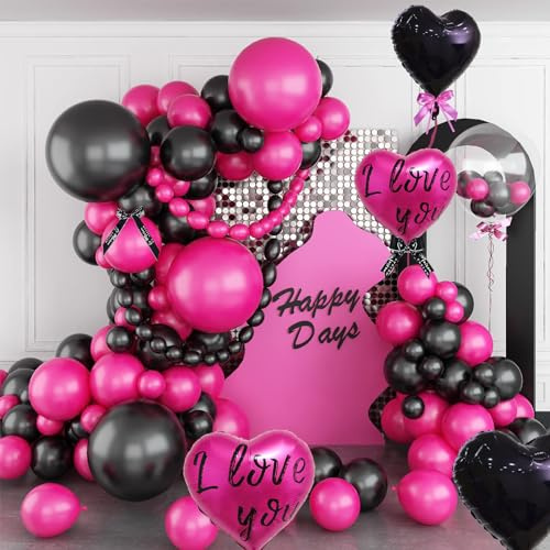 Arco de globo rosa y negro de Barbie, decoraciones de lujo de gama alta utilizadas para propuestas, cumpleaños, aniversarios, bodas, día de la madre, apertura y otras decoraciones festivas