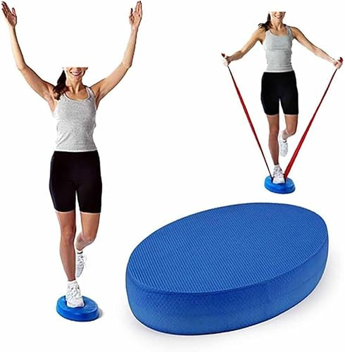 Yelschwa Premium Foam Balance Pad Stabile Fitness Übungspad Oval Yoga Foam Board Balance Pad Thermoplastisches Elastomer rutschfest für Krafttraining Physiotherapie Unterer Rücken Knieschmerzen (Blau)