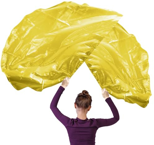 2 Stück Lobpreis Tanzfahnen, 140 x 92 cm Halbkreisförmige Anbetungsfahnen mit 2 Teleskop Fahnenmasten Anbetungsfahne für Kinder Teenager Erwachsene Kirchenbühnenauftritt (Gold)