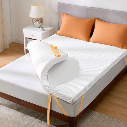 Bedsure Matratzen Topper 180x200cm, 7,5cm Höhe Matratzentopper, H2&H3 Gel Memory Foam Matratzenauflage für Boxspringbett Wohnwagen Schlafsofa, mit Abnehmbaren und Waschbaren Bezug, Weiß