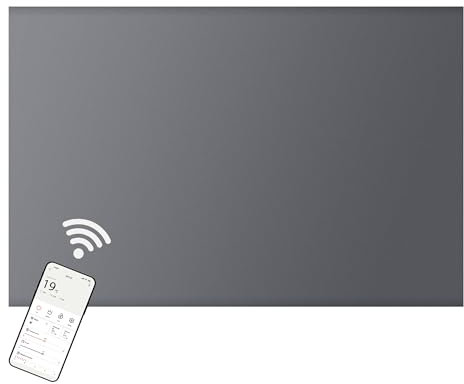 MYLEK Panel Space Heater 0.5KW Smart WiFi App Radiator Electric SlimLow Energy - Charcoal Grey - Wall Mounted Design, Bathroom IPX4 Rated for Homes, Offices (500Watts)