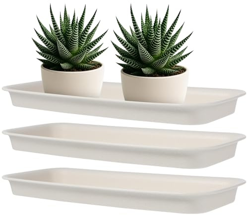 OFFSCH Rechteckiger Untersetzer Blumentopf Kunststoff für Gartenbedarf | Untersetzer Blumentopf Rechteckig, Wasserschalen für Bonsai, für Blumentöpfe im 3 Stück-pack