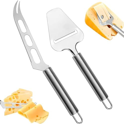 Huamirra Ensemble Couteau à Fromage, 2 Pièces Coupe Fromage, Trancheuse à Fromage en Acier Inoxydable, Outils à Fromage, Convient à Toutes Sortes de Fromages à Pâte Dure