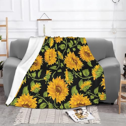 Kuscheldecke 220x240 Sonnenblume Kuscheldecken Falten Beständig Weich Flanell Flauschige Decke für Fernsehen, Auf Dem Sofa/Bett Faulenzen