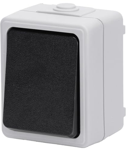 Interruptor de superficie de 2 llaves y 2 vías, color gris, ideal para el control fácil de luces y dispositivos eléctricos.