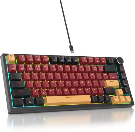 SbocKeeb V400 Teclado Mecanico 75% Gasket Mouted, Personalizado Intercambiable En Caliente 75% TKL Cableado Mecánico RGB Teclado con Almohadillas Que Absorben El Sonido, Americano QWERTY Programable