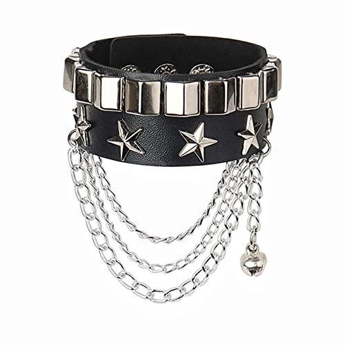 Yjcnelcr Armband für Damen und Herren, Vintage-Stern-Spikes, Nieten, Gothic, breite Manschette, Armbänder für Frauen, Schmuck, Geschenk für Frauen und Mädchen