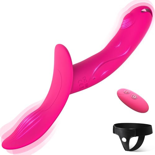 Strap On Dildo Sex Toys Couples for Women, 10 Modes Vibrator 30° Upward Curved Dildos for G Spot Clitoral Anal Stimulator Adult Sex Toy, Wearable Harness Vibrater Machine for Lesbian Men Pegging Gay