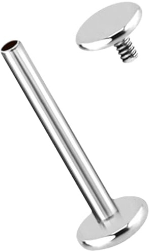 Ohr Piercing Labret Stecker in 1,2 mit Innengewinde und Platte aus Titan