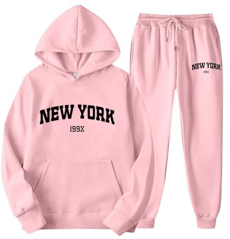 Generisch Jogginganzug Set Sweatshirt und Jogginghose Warmes Trainingsanzug Langarm Sportanzug Sport Outfit Zweiteiler Elegant Jogger Bequem Baggy Stretch