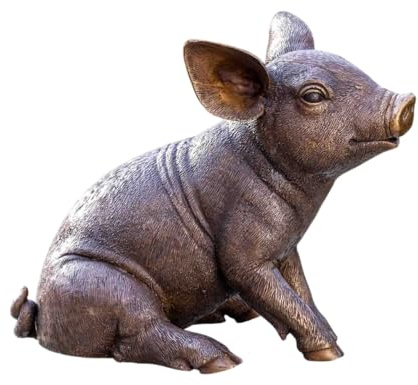 Generisch Bronze-Skulptur Ferkel | Schwein | sitzend | 34x24x29cm | Tierfigur aus Bronze | handgefertigt