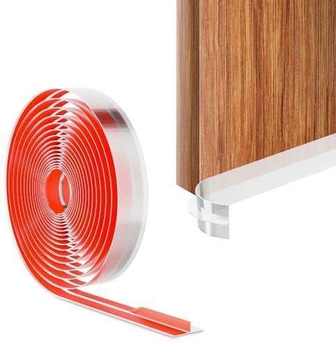 Cleangor T-Shape Türdichtung Selbstklebend, Zugluftstopper für Türen, Silikontransparente Zugluftstopper (Energie Sparen, Einfache Handhabung), Schalldämmung, Wärme & Kälte Blocker